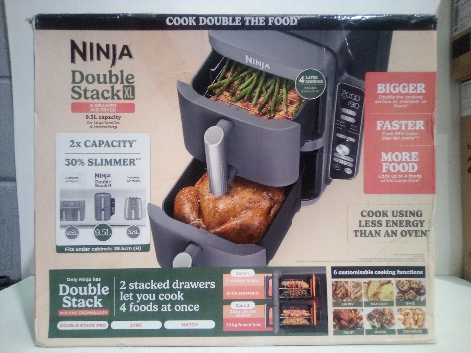 Ninja Double Stack XL Air Fryer | Dual Zone, 9.5L