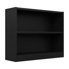 Bush Furniture Universal Small 2 Shelf Bookcase in Black, Low Storage and Dis...