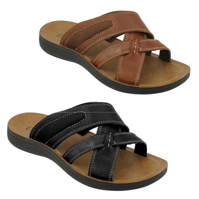 mens leather sandals black