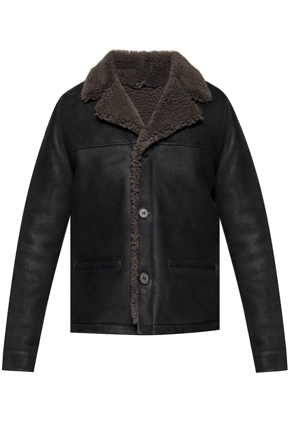 ALLSAINTS MENS Black Slate Grey Garrick Shearling JACKET SIZE S SMALL 36 UK NEW image 2
