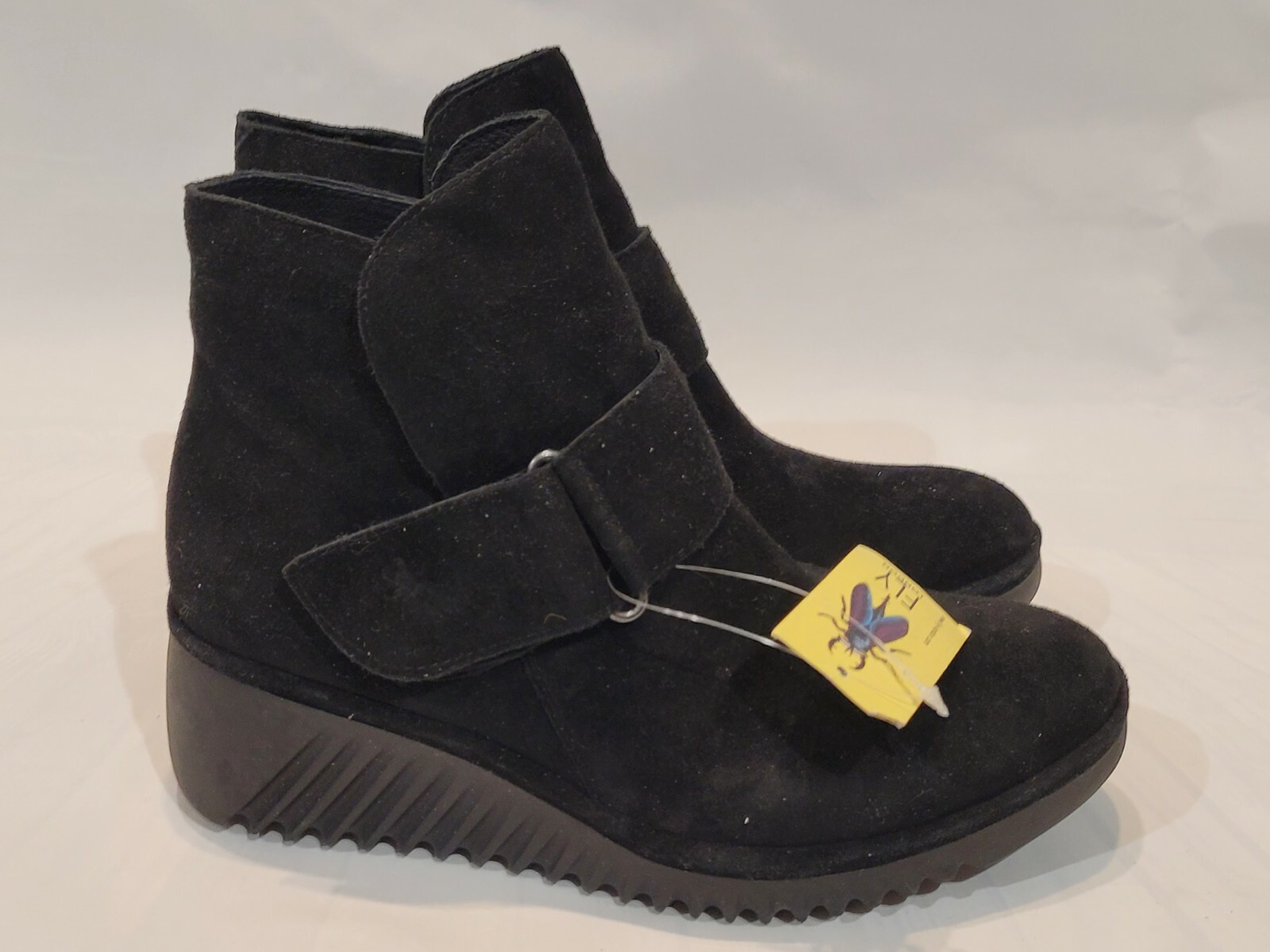 FLY London Labe Black Wedge Ankle Boots 