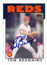 Tom Browning autographed baseball card (Cincinnati Reds) 1986 Topps #652