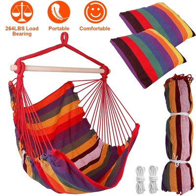 Hammock Hanging Chair Canvas Porch Patio Swing Seat Portable Camping Rope Seat