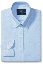 BUTTONED DOWN Men's Slim Fit Stripe Dress Shirt, Supima Cotton Non-Iron Neck 15