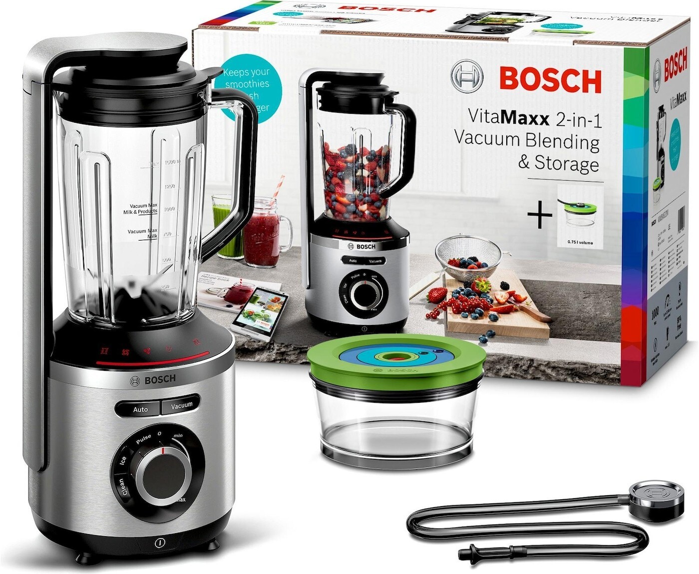 Bosch VitaMaxx MMBV622M - Vakuum Mixer - Standmixer inkl. Vakuumfrischhaltebox