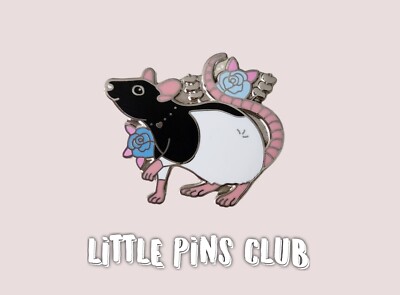 Rat Enamel Pin Rat Lover Rats Flower Pin Lapel Pin White Rat Pin Black Rat Pin