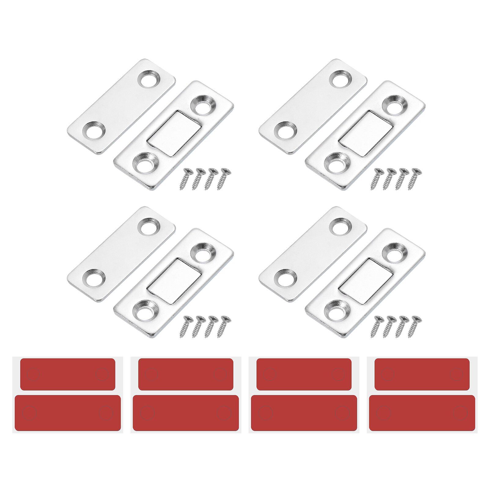 4Pcs Cabinet Magnet Latch, Adhesive Drawer Latch Magnetic Catch, Silver
