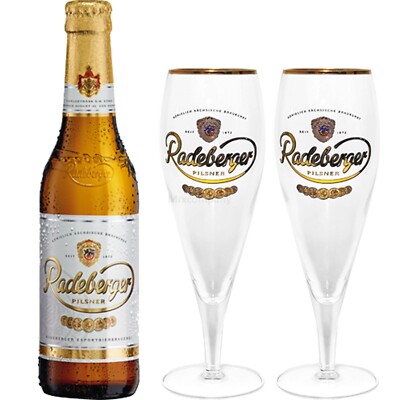 Radeberger Premium Pils Bier 0,33l (4,8% Vol) + 2x Gläser Pokalgläser  - Inkl. 