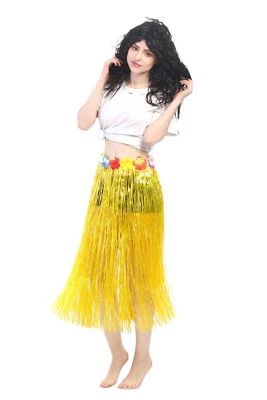Karneval Hawaii Rock Bastrock Südsee Pazifik Hula Skirt Gelb Lang 75 - 80 cm - Bild 1 von 2