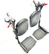 Elevating Leg Rests for Wheelchairs with Non-Slip Footplates - 1 Pair, Black