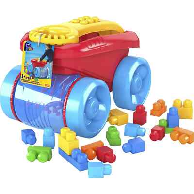 MEGA BLOKS Fisher-Price Blue Block Scooping Wagon Building Toy 21 Pieces NEW!!!