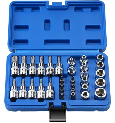 34pcs E-TORX STAR SCKET SET avec CRV E-Socket Set E4-20 S2 TORX Bit Socket Se...