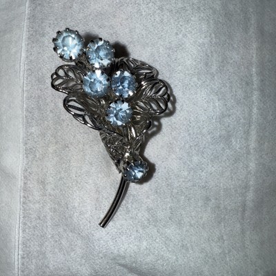 Vintage Blue Floral Brooch 1950 Stunning Beautiful Statement Vintage Midcentury Circa 1950s  main image 3