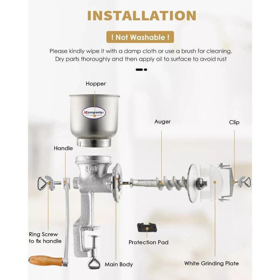 Manual High Hopper Grain Grinder Hand Crank Grain Mill Animals Feed