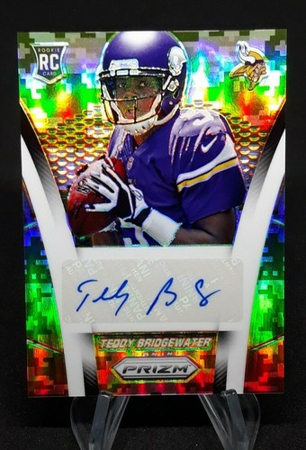 2014 Prizm Rookie Autograph 6/65 Camo Teddy Bridgewater RC Auto Broncos Vikings - Afbeelding 2 van 4