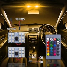 2x T10 193 31mm Rgb 5050 12smd Car Led Panel Rc Atmosphere Lamp Dome Map Light