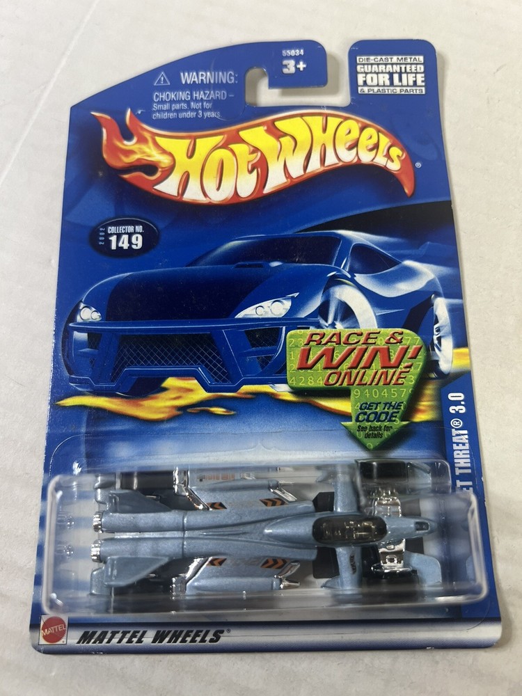 Hot Wheels 2002 Jet Threat 3.0 #149 BLUE Diecast Car Model Race Car