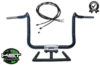 KST Kustoms Satin Black 16'' PreWired Mayhem Bagger Handlebars For 14-23 Harley