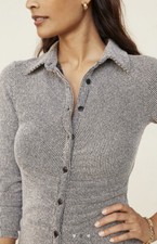 NWT $148 L Anthropologie Gray Knit Button Ruched Dress UO