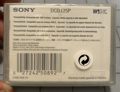 ソニー　データカートリッジ　DDS-3 Amazon.co.jp: Sony 4mm DDS-3 データテープ (ソニーDGD125P