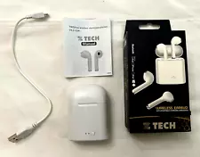 Z Tech Wireless Bluetooth Earbuds with Portable Charging Case White NEW