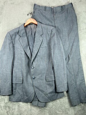 AUSTIN MANOR Mens 43R Gray 2 Piece Suit Wool Blend Pastel Pinstripe Suit 32X30