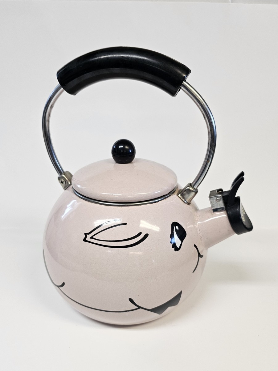 Vtg Kamenstein Pig Teapot Pink Enamel W/ TAIL Anamorphic Cute Whimsy  Collectibl