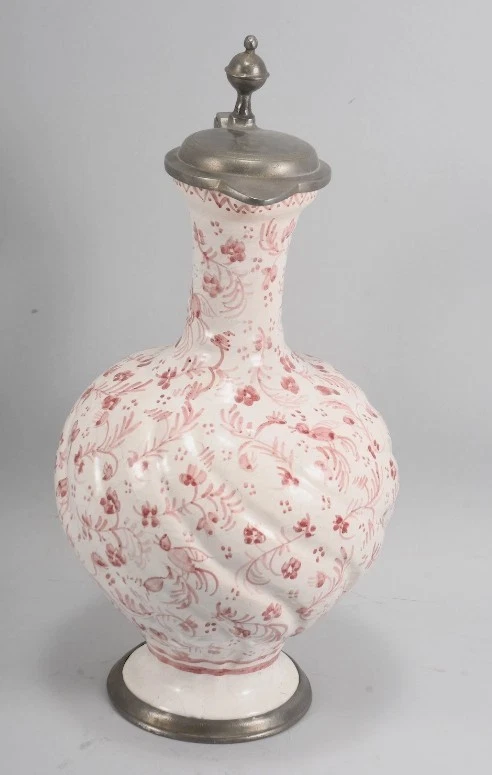 Fayence-Krug mit Zinnmontierung | Thüringen / Erfurt | dat. 1766 | 34cm - Bild 3 von 4