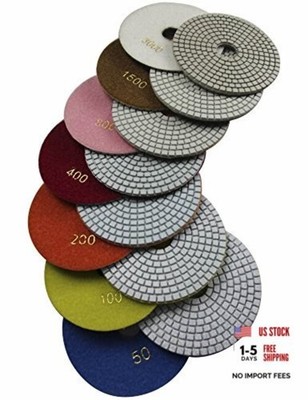 8'' Wet Diamond Polishing Pads Set of 7pcs for Marble, Granite, 8 Inch