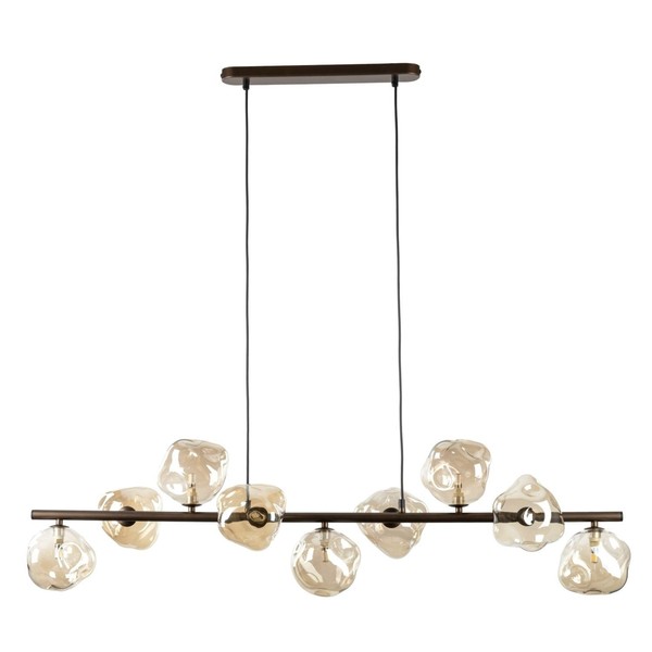 Pendelleuchte Metall Glas Braun Cognac G9 9-Flammig LäNglich L:116 Cm HäNgelampe-image