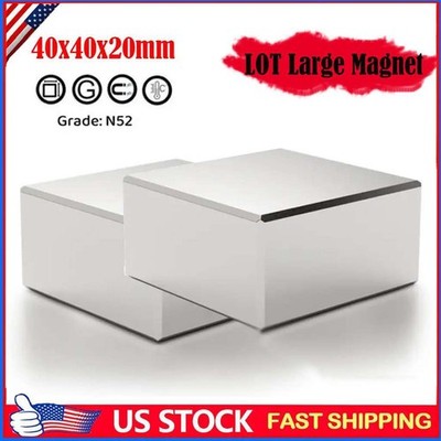 LOT 40MM Large Block Neodymium Magnets Super Strong Magnet Rare Earth 40x40x20mm