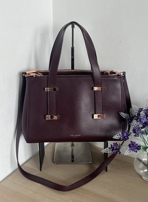 Ted Baker Alyssaa lila burgunderrot genarbtes Leder Schulter Crossbody Handtasche