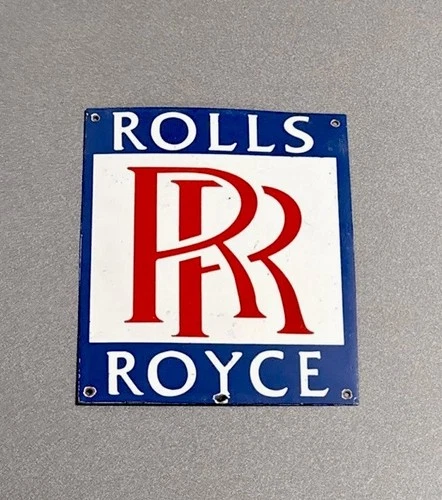VINTAGE 12” ROLLS ROYCE  DEALERSHIP PORCELAIN SIGN CAR GAS TRUCK OIL MOTORCYCLE