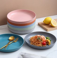 10-Inch Deep Dinner Plates Set of 6, Wheat Straw, Microwave and Dishwasher Safe