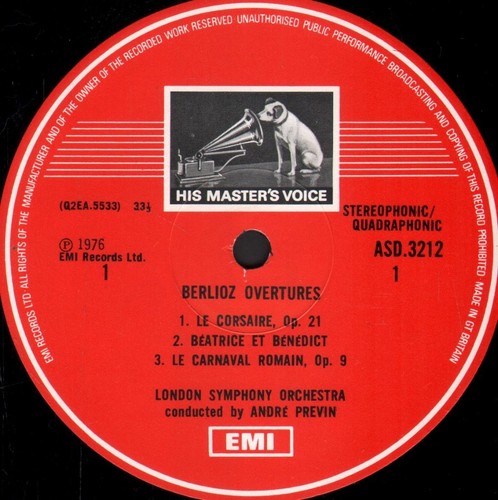 ASD3212 Andre Previn / London Symphony Orchestra Berlioz Overtures LP vinyl UK - Picture 3 of 3