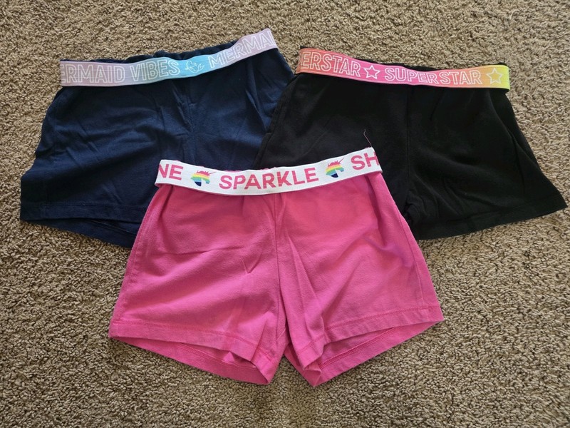 Girls Shorts (3). Size Medium 7-8. Wonder Nation Brand. Black, Pink, & Blue