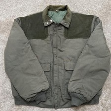Vintage USA Made Olive Green Canvas Chore Jacket Corduroy Collar 2X fit like XL