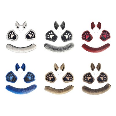 Faux Furs Wolf Ears Headgear Costume Headband For Cosplay And Theme Parties