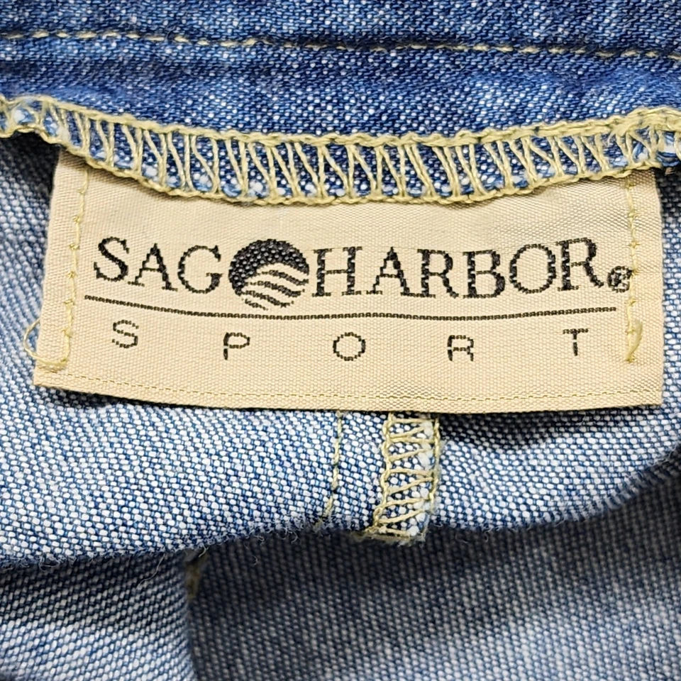 Saia esportiva feminina vintage anos 90 Sag Harbor azul denim midi lápis faroeste - Imagem 4 de 4