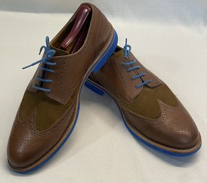 Bold Society Mens Brown Leather Suede Derbys & Blue Rubber Soles Shoelaces US 11