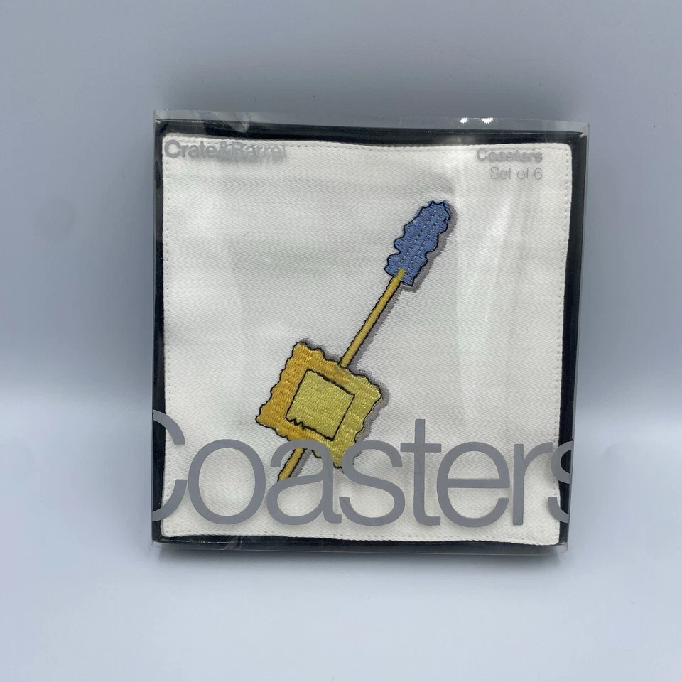 Crate & Barrel Tidbits Appetizer Coasters Cotton Embroidered Set 6 Fruit Cheese - Image 3 of 4