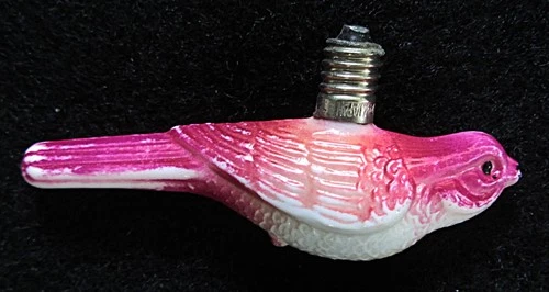 VINTAGE C6 PAINTED MILK GLASS~FIGURAL CHRISTMAS LIGHT BULB~RED BIRD~NON-WORKING