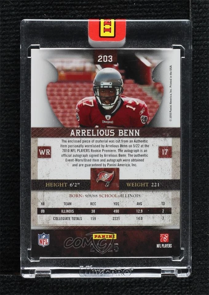 2010 Panini Plates & Patches /25 Arrelious Benn #203 Auto RC - Image 2 of 2
