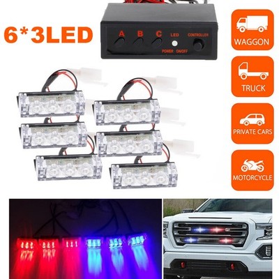 6x LED Auto Frontblitzer Blitzlicht KFZ Warnleuchte LKW Notfall Strobe Licht 12V
