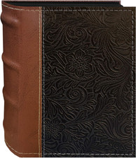 NE4-100/BN 100-Pocket Scroll Embossed Sewn Leatherette 2-Tone Cover Photo Album,