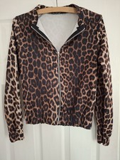 BOOHOO Women Girl Cropped Bomber Jacket Size 10 Leopard Print Casual BN No Tags