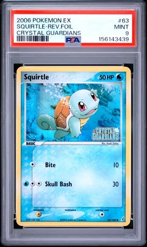 2006 POKEMON EX CRYSTAL GUARDIANS #63 SQUIRTLE-REVERSE FOIL PSA 9