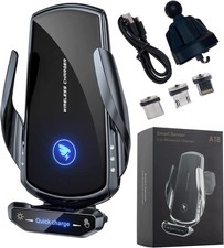 Wireless Car Charger Mount 15W Fast Charging Auto Clamping Automotive Electric