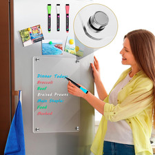 Acrylic Magnetic Whiteboard for Fridge, 8 x 12 Inches Acrylic Magnetic Note B...