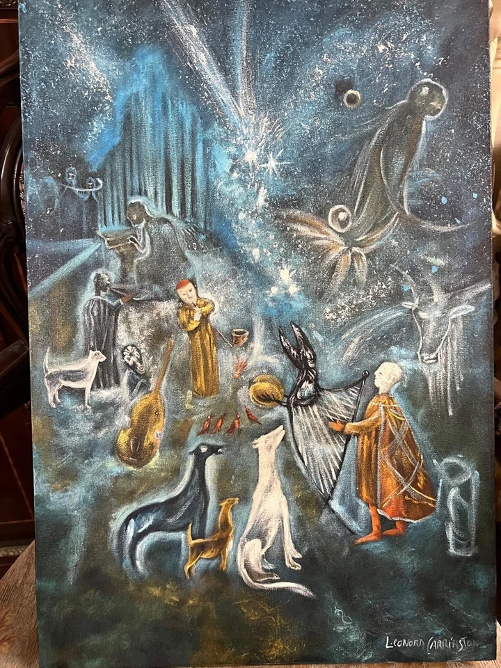 Leonora Carrington - Amazing Oil Painting - Surrealism Style - Signed - Stamped - Image 2 of 4